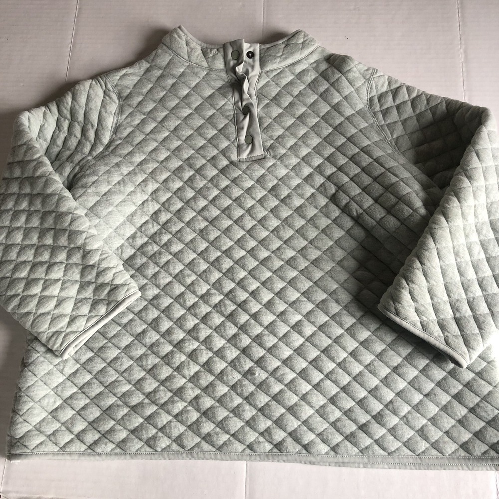 D&co Active Green Gray Quilted 1/4 Snap Pullover Sweatshirt 1X